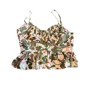Parker Women's Floral Peplum Camisole Top Size 2 Multicolor